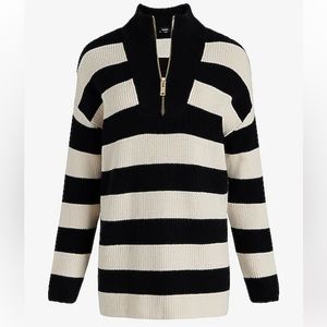 Express Ribbed Quarter Zip Tunic Sweater in Black/White, Size Small, Worn Once!
